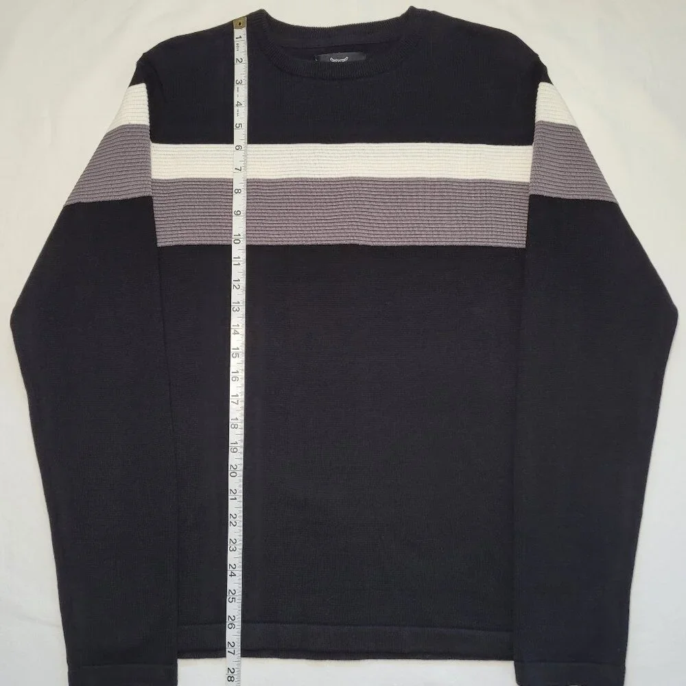 Threadbare Mens Black Striped Crew Neck Knit Sweater XL Academia Preppy NEW - Picture 6 of 12